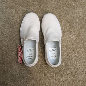 Vans white canvas slip on sneakers